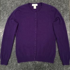 *SOLD* PECK & PECK Pure Cashmere 2-Ply Long Sleeve Cardigan Purple Sweater Small